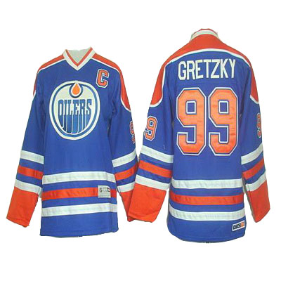 Classic Design Youth NHL Edmonton Oliers 99 Wayne Gretzky Throwback Hockey Jersey-Blue